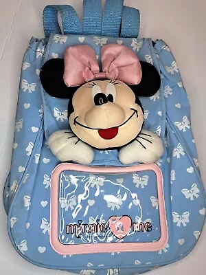 Vintage 90's Minnie N Me Mouse Vinyl Pvc Mini Book Bag Backpack Disney Plush • $59.97