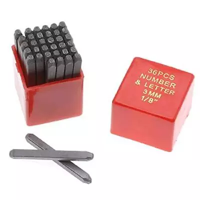 36pc 1/8 3MM Letter & Number Stamp Punch Set Hardened Steel Metal Wood Leather • $18.03