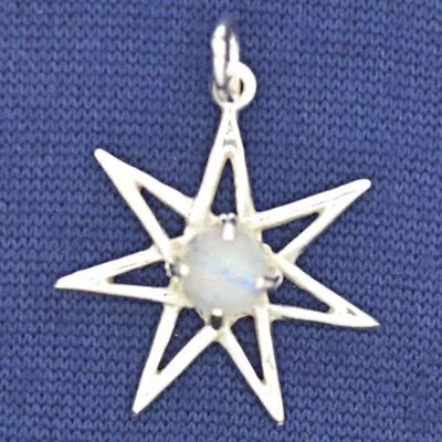 Moonstone 925 Silver Star Pendant Seven Pointed Elf Star Pleiadean Magic Fairy • $22.34