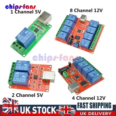 £8.99 • Buy 5/12V USB Relay 1/2/4/8 CH Programmable Computer Control Relay For Smart Home UK