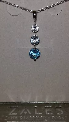 *ELEGANT* ZALES Jewelers Sterling Silver Blue Baby Blue & White Topaz Necklace • $72.99