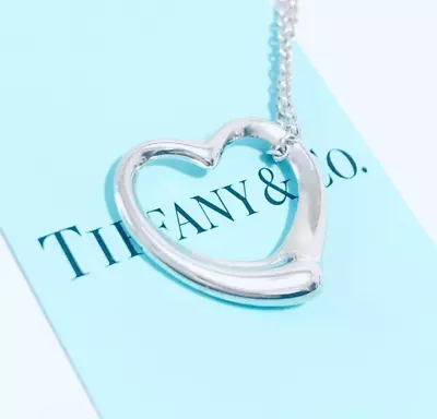 Tiffany & Co. Elsa Peretti Open Heart 22mm Necklace Pendant Sterling Silver 925 • $99