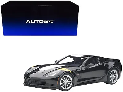 Autoart 71273 2017 Chevrolet Corvette C7 Grand Sport Black White Stripe 1/18 • $200.99