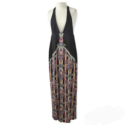 $56.10 • Buy Tigerlily Womens Size 12 Black Maxi Dress Plunging Halter Neck Boho Hippie 