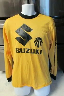 Vintage 1970's Suzuki Motorcycles Motorcross Mesh Jersey XL Seltenes Hemd • $214.11