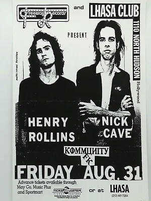 $14.95 • Buy Henry Rollins & Nick Cave Kommunity Fk Lhasa Club Hollywood Punk Concert Poster 