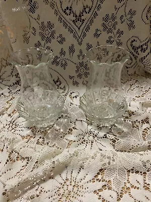 Vintage Set Of 2 All Glass Indiana? 2 Pc Hurricane Clear  Candle Stick Holder 7  • $25.95