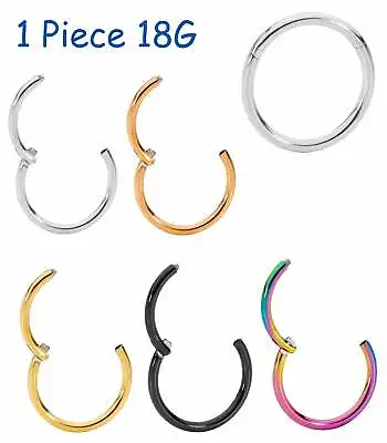 $8.49 • Buy 1 Piece Surgical Steel 18G Hinged Hoop Segment Sleeper Nose Lip Earring Ring 