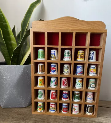 £15 • Buy ENGLISH BONE CHINA THIMBLEs Collection Set Wooden Display Holder Thimble Guild