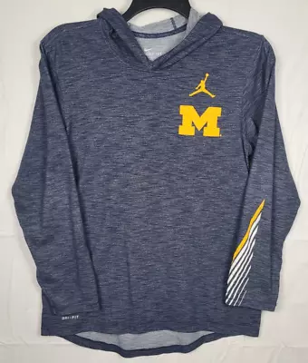 Nike Mens Michigan Wolverines Pullover Blue Hoodie Shirt Performance 620413 • $21.15