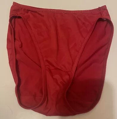 Vtg VASSARETTE Red Hi Cut Hi Leg PANTY  BRIEF Sz-5 LOGO Band No Size Tag • $40