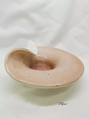 Art Glass Rolled Edge Dish Bowl Cased Pink Color Gold Aventurine Murano?  • $14.99