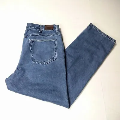 L L Bean Jeans Mens 38×32 Cotton Flannel Lined Classic Fit Actually 37×31 Blue • $19