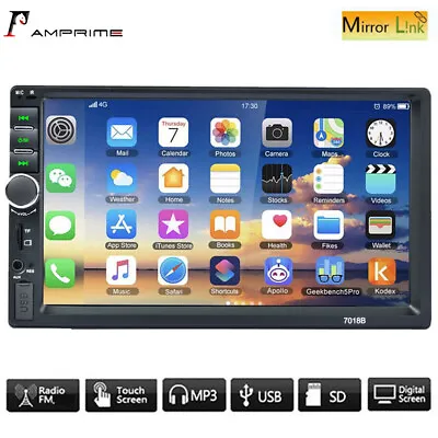 7  Double 2 Din Car MP5 Player Bluetooth Touch Screen Stereo Radio Audio Mrrior • $28.99