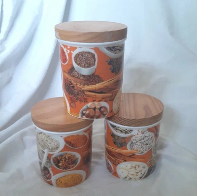 £5.50 • Buy 3 Retro Style Ceramic Food Storage Jars With Lid,  Silicone Seal 60/70s Inspired