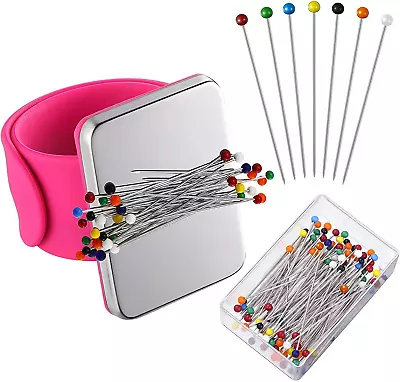 Magnetic Wrist Sewing Pincushion With 100 Pieces Sewing Pins Set Wrist Pin Cushi • $11.83