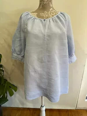 Country Road Light Blue Linen Top. Size 16. As New! • $29