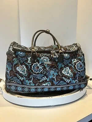 Vera Bradley - 22”- Rolling Wheeled Luggage Duffel Travel Bag Java Blue Paisley • $89.99