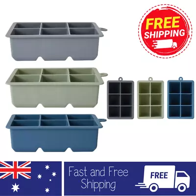 New Giant Ice Cube Tray Jumbo Size Large Silicone 6 Square Mould Assorted • $2.95