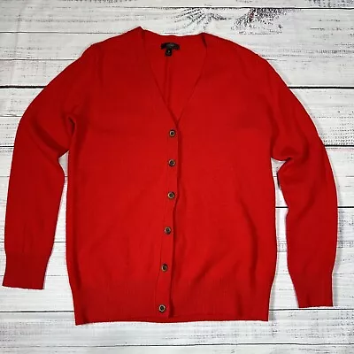 Women's J. Crew Red Wool Cashmere Cardigan Sweater Button Front V-Neck Sz M • $25.49