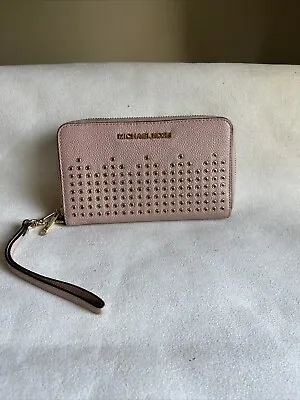 Michael Kors Hayes Pink Pebble Leather Phone Case Wallet • $40