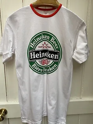 £20 • Buy Deadstock Vintage 80s 90s Heineken White Lightweight Cotton T-Shirt L Beer