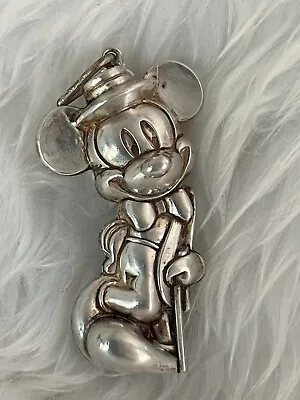 Vintage Mickey Mouse Top Hat Silver Plated Puff Pendant  Pre Owned • $40