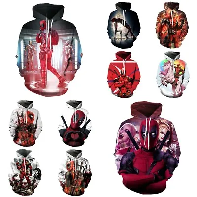 Kids Adults Marvel Deadpool Hoodies Sweatshirts Casual Jumper Pullover Top Gift • £19.54