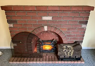 Vtg Fireplace With Electric Logs & Heater 64”x43”x20” • $115