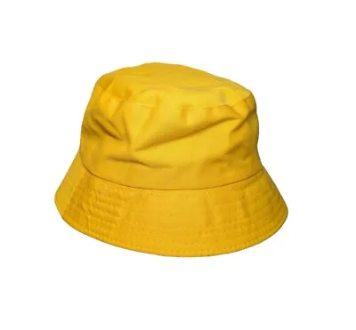 Reversible Unisex Bucket Hat Yellow And Tartan One Size Solid Colour VGC • £2.99