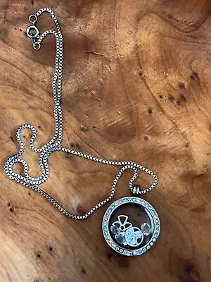 Origami Owl Locket Necklace Inspirational Charms Crystals Angel Star Hope • $19.99