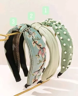 £8.99 • Buy Women Girls Knot Headband Alice Band Knot Pattern Embroidered Pearl Hairband UK