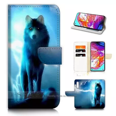 ( For Optus X Power 2 ) Flip Wallet Case Cover AJ21379 Night Wolf • $12.99