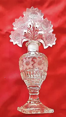 Imperial Glass -  Irice Vintage 1940s Sunflower Perfume Bottle & Stopper - MINT • $58.50
