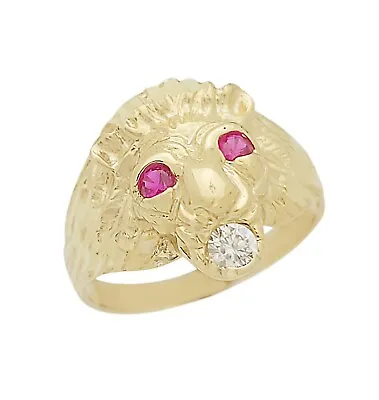 Gold Lion Ring For Men 10K Yellow Solid Gold Lion Head Ring Size 11 • $269.25
