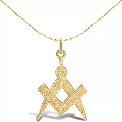 Mens Solid 9ct Gold Jewelco London Masonic Square Compass Charm Pendant • £120.99