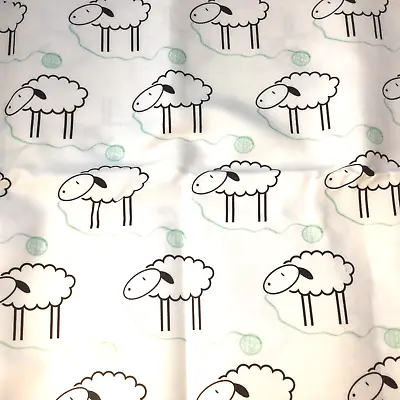 Heavy Cotton Fabric White Sheep Wool 54 In X 56 In Kids Room Nursery Pillows • £21.23