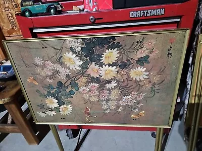 1960's Vintage Mid-Century Modern Green Floral Faux Wood TV Tray With Stand #2 • $56.21