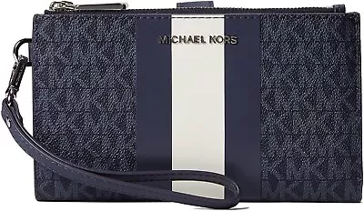 Michael Michael Kors Jet Set Double Zip Wristlet Admiral Pale Blue Optic White • $95.20