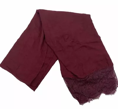 Womens Scarf  Scarves Fashion Burgundy  Lace Edge Rectangle Size 34.5 X 72” Used • $4.99