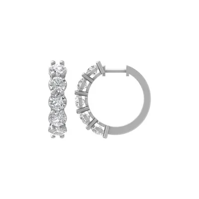 14k White Gold Round 1Ct Lab Grown Diamond Hoop Earrings Gift For Mother's Day • $1033.93