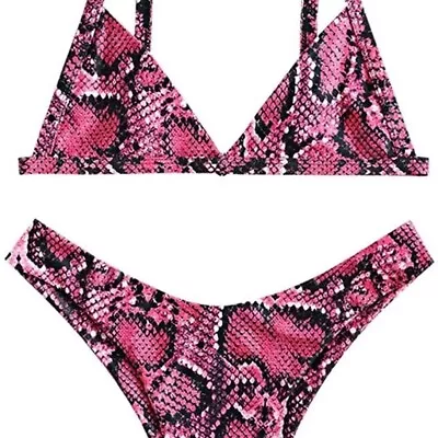Women Swimsuit Snake Fully Lined Bathing Suit High Cut Bikini-Med 6 • $8