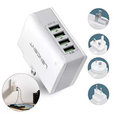 LENCENT Power Charger 4 USB Charger With Worldwide Plugs AU/EU/US/UK Adapter • $21.99