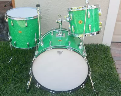 90's SLINGERLAND USA NASHVILLE RADIO KING 22/12/16 GREEN DIAMOND DRUM SET! RK103 • $1979.95