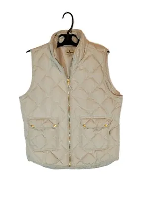 Woolrich Duck Down Insulated Vest Puffer Ivory Cream Womens XL • $24.99