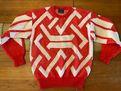 DEMETRE Virgin WOOL Vintage Sweater DOWNHILL Racing SKI MENS Sz L Geometric • $199.95