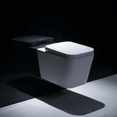 Wall Hung Toilet Soft Close Seat Back To Wall BTW WC Pan Short Projection Square • £149.99