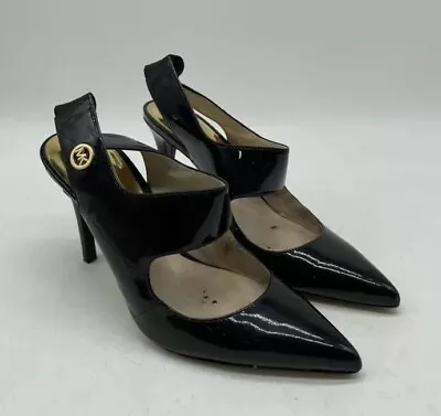 Michael Kors  Black Patent Leather Stiletto Slingback Heels Size 6M AZ-18154 • $10.44