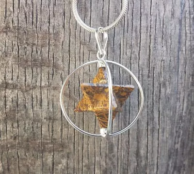 £9.10 • Buy Natural Calligraphy Stone Merkaba Pendant Gemstone Merkaba Star Spinning Pendant