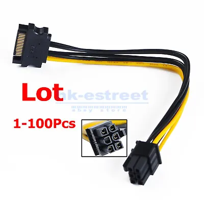 15pin SATA Power To 6pin PCIe PCI-e PCI Express Adapter Cable For Video Card Lot • $6.15